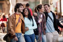 Smiling Couples Strolling